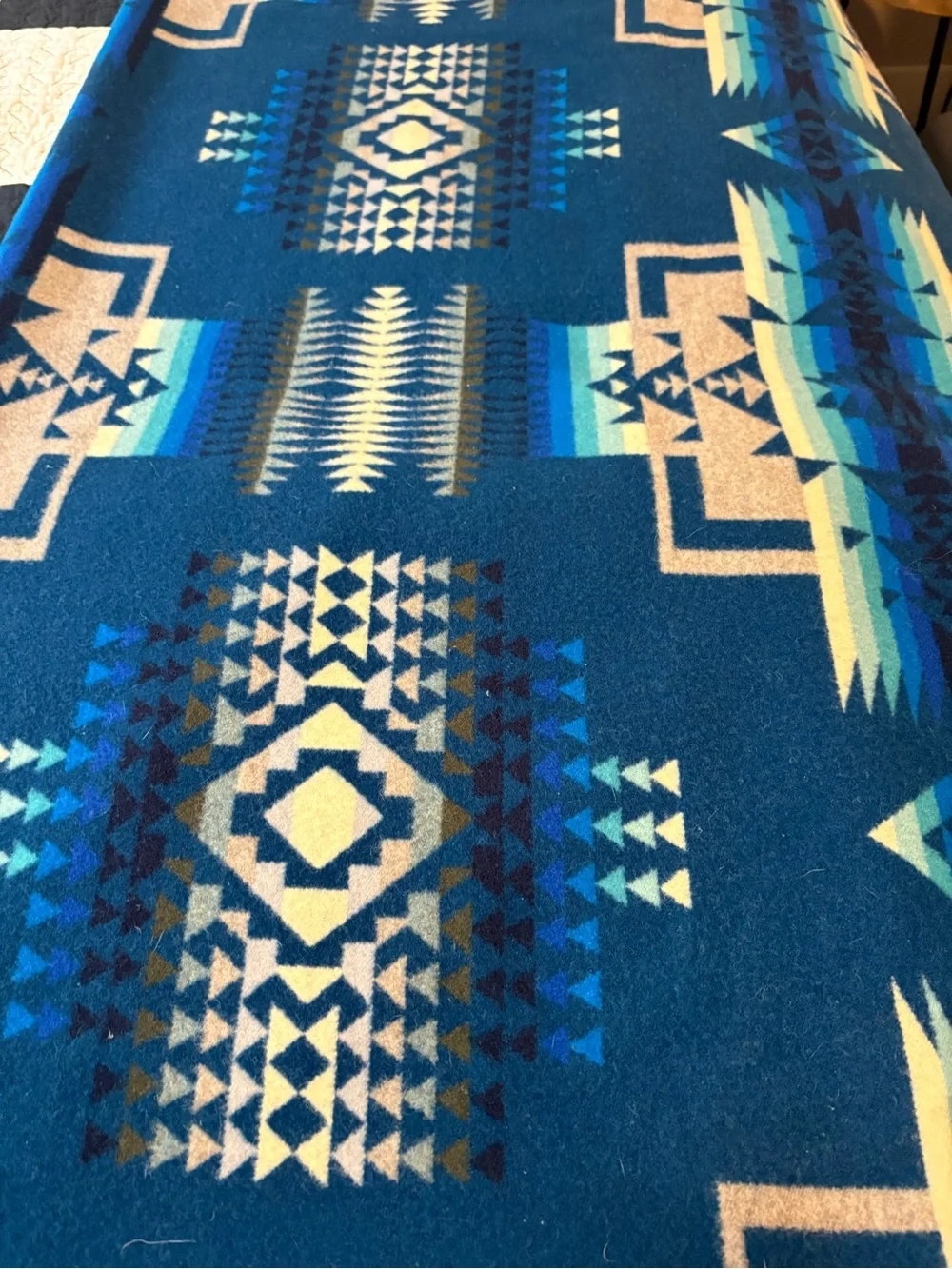 Pendleton Teal and Navy Wool Labeled Throw